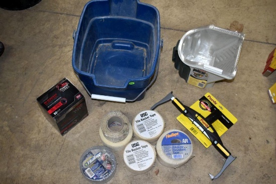 Tile Backer Tape, Industrial Gloves, Pelican Handled Paint Tray