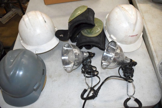 Safety Hats, Knee Pads, Clamp Lights