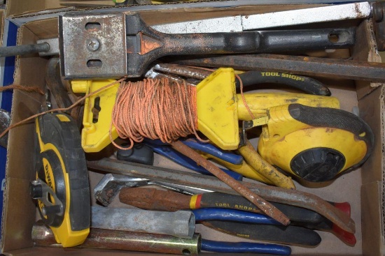 Tin Snips, Crow Bar, Tape Measure, Other Assorted Hand Tools