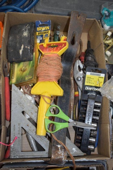 Sanding Block, Crow Bar, Speed Square, Craftsman Sockets, Other Assorted Hand Tools