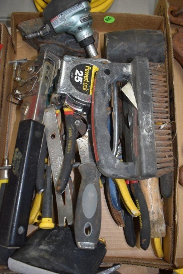 Hammer Stapler, Tape Measure, Rubber Mallet, Wire Brush, Other Assorted Hand Tools