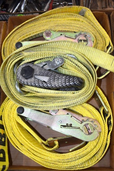 (2) 2" Ratchet Straps, (1) 1.5" Ratchet Strap