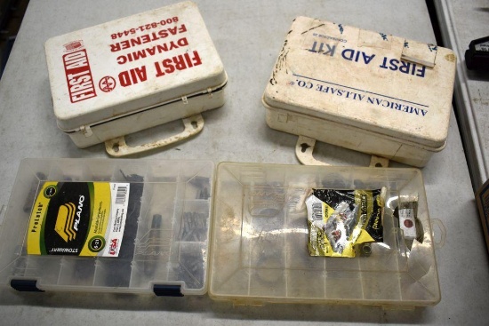Organizer Bins with Assorted Hardware, (2) First Aid Kits