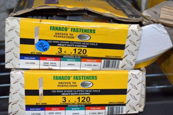 (2 Boxes) Fanaco Fasteners 3"x.120" Gun Nails; May be Open