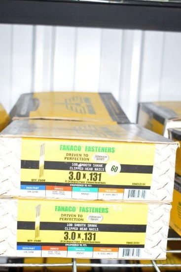 (4 Boxes) Fanaco Fasteners 3"x.131" Gun Nails