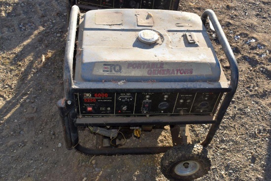 ETQ 6,000/5,250 Watt Gas Powered Generator, Rolling, 1085 Hours, 13hp Engine, Motor Free