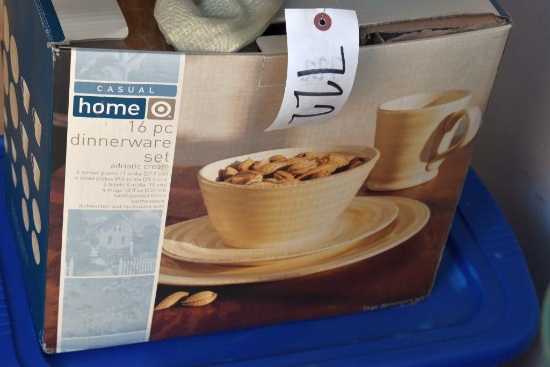 Casual Home Dinnerware Set, Tote of Assorted Houseware Items