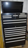 Black Widow 14 Drawer Top and Bottom Tool Box, with Top Keys, Like New, Bottom is Locked