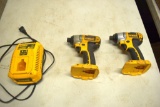 (2) DeWalt 18V Cordless Impact Drivers, 18v Battery charger, No Batteries