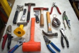 Assorted Hammers, Irwin Chalk Line, Hammer Stapler, Wire Stripper, and More