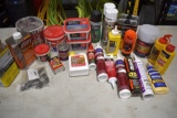 Paint Thinner, Assorted Enamels, Adhesive Remover, Caulk, Penetrating Stone Enhancer and