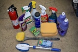 Spray Bottles, Fire Extinguisher, Window Cleaner, Krud Kutter, Spray Nine, Sponges, Swiffer Wet