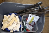 Assorted Tent Poles, Wood Pieces, Assorted Tools