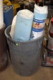 Brute Garbage Can Containing Seal Foam Gasket Roll, Sound Solution underlayment Rolls, Foam