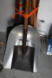 Assortment of Handled Tools: Aluminum Scoop Shovel, Landscaping Rakes, Shovels, Level