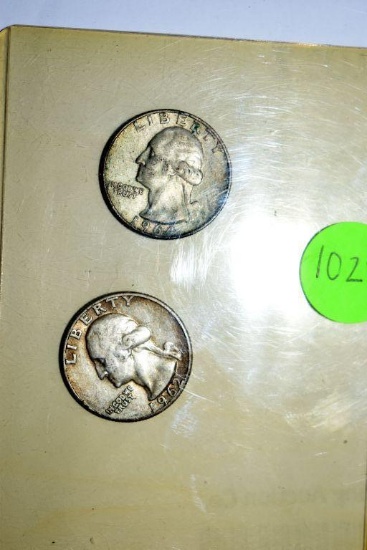 1962 Liberty E Pluribus Unum United States of America Quarter Dollar Coin, 1964 Liberty E Pluribus