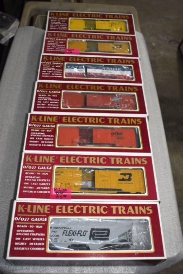(7) K-Line Electric Trains: Box Cars, Reefers