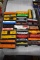 Assorted HO Scale Railroad Cars: Box Cars, Material Cars, Tanker Cars