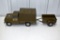 60's Tonka Military Type Truck with Single Axle Trailer, Good Original Toy