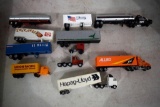 Assorted Plastic HO Model Semi Trucks and Trailers