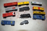 (11) Assorted HO scale Box Cars, (1) HO Scale Engine