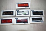 (7) Industrial Rail HO Scale Assorted Railroad Cars with Boxes