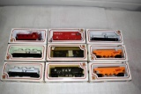 (9) Bachmann HO Scale Assorted Railroad Cars with Boxes