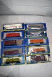 (10) AHM HO Scale Assorted Railroad Cars with Boxes