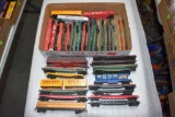 (35) Assorted HO Scale Railroad Cars: Flat Cars, Material Cars