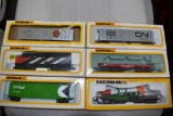 (6) Bachmann Assorted HO Scale Railroad Cars with Boxes