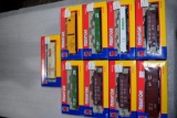 (9) Life-Like HO Scale Assorted Railroad Cars with Boxes