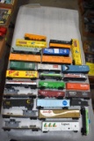 Assorted HO Scale Railroad Cars: Box Cars, Tanker Cars