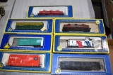 (7) AHM Assorted HO Scale Railroad Cars with Boxes