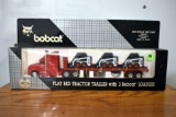 Bobcat Flat Bed Tractor Trailer with 3 Bobcat Loaders in Box, 1/50