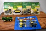 (5) John Deere 1/64 Scale Tractors and Implements