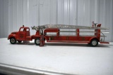 50's Tonka M.F.D. No. 5 Ladder Truck and Trailer with Fire Hydrant, Good Original Toy