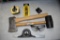 Rubber Mallet, Axe, 50' Tape Measure, Protractor Head with Snap-On Ruler and More