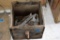 Vintage Wood Box with Assorted Vintage Wrenches