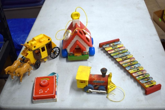 Vintage Fisher Price Children's Toys, Plastic Stage Coach Toy