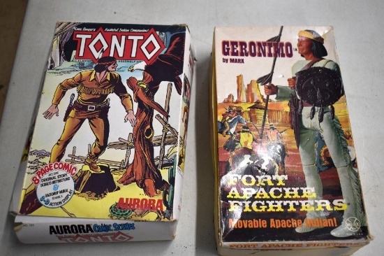 Aurora Comic Scenes Tonto Assembly Kit, Geronimo by Marx Movable Apache Indian in Box