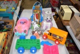 Assorted Children's Toys: Buddy L Alphabet Bus, Bunny Gum Ball Machine; May be Incomplete