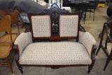 Vintage Victorian Style Wooden Framed Padded Settee, Armed