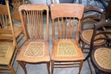 (2) Oak Framed Cane Bottom Chairs