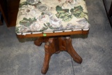 Vintage Spinning Wooden Framed Padded Piano Stool