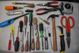Assorted Handled Tools: Hammer, Bits, Driver, MacSabina Wood Handled Screw Drivers, Master