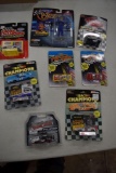 (4) Racing Champions Stock Car Replicas on Cards, (2) Official Pit Row Stock Cars on Cards, Team