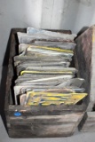 Assorted Vintage License Plates in Wood Box