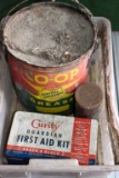 Vintage Co Op Grease Can, Vintage Curity Guardian First Aid Kit Tin