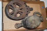 Vintage Wood Pulley, Vintage Steel Pulley