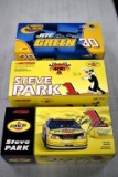 (2) Action Steve Park No. 1 Die Stock Cars with Boxes, 1/14; Action Jeff Green No. 30 Stock Car with